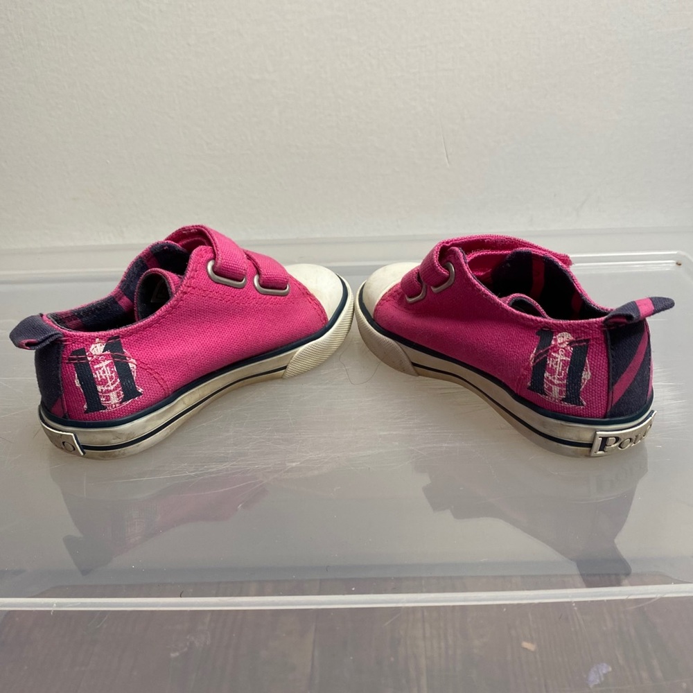 Polo Ralph Lauren Size 7 Pink Canvas Velcro Shoes - Picture 6 of 9